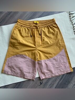 Pyer Moss Yellow and Pink Wave Track Shorts